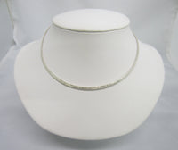 Solid 925 Sterling Silver Choker Collar Wire Necklace 3mm Diamond Dots Style