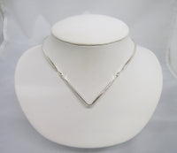 Solid 925 Sterling Silver Choker Collar Wire Necklace V Shape Small Twist Style