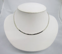 3mm Oval Shape Hammered Style Solid 925 Sterling Silver Choker Collar Wire Necklace