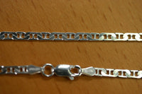 20" 3mm Solid Sterling Silver Italian Made Flat Marina Chain Necklace Made in Italy Stamped 925