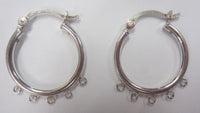 20mm 5 Rings Hoop Earrings Solid 925 Sterling Silver Hinged Chandelier Hoop Earrings Findings