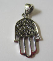 25mm Solid Sterling Silver Handmade Hand of God Hamsa Pendant Free Neoprene Chain