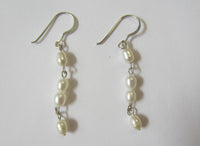 1pair Sterling Silver Dangling Earrings with Natural Pearls Jewelry Earring