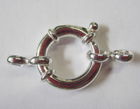 1pc 16mm Solid .925 Sterling Silver Spring Ring Clasp with Connector Big Large