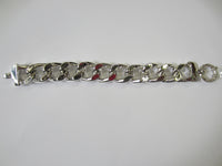 Large 23mm Sterling Silver Electroformed Diamond Cut Curb Bracelet 8" Long