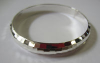 9mm Solid Sterling Silver Handmade Hammered Style Bangle Bracelet