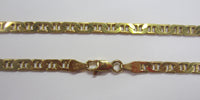 7" 5mm 22KGold Over Sterling Silver Italian Made Flat Marina Bracelet Made in Italy Stamped 925