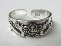 Solid925 Sterling Silver Adjustable Toe Ring Chinese Dragon Oxidized Jewelry