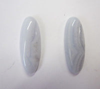 2pcs 8x22mm Natural Blue Lace Agate Long Oval Cabochon High Quality Gemstones