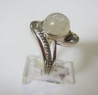 Solid 925 Sterling Silver Ring with 10mm Rainbow Moonstone Gemstone Ring Size 8 US SELLER
