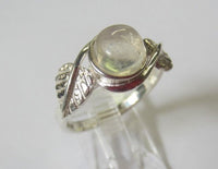 Solid 925 Sterling Silver Ring with 8mm Rainbow Moonstone Gemstone Ring Size 8.5 US SELLER
