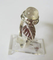 Solid 925 Sterling Silver Ring with 8mm Rainbow Moonstone Gemstone Ring Size 8.5 US SELLER