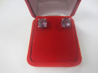 8mm Round Natural Amethyst Gemstones in Solid 925 Sterling Silver Earrings FREE Red Velvet Box