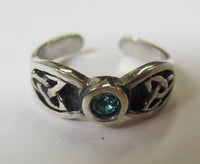 Sterling Silver Adjustable Toe Ring Celtic Design with CZ Stone Solid 925 Jewelry