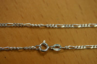 2.1mm Solid Sterling Silver Italian Made 3+1 Figaro Chain Necklace Made in Italy 18" Stamped 925