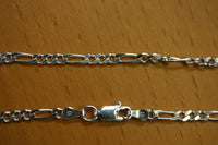 2.9mm Solid Sterling Silver Italian Made 3+1 Figaro Chain Necklace Made in Italy 16" Stamped 925