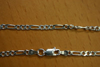 2.9mm Solid Sterling Silver Italian Made 3+1 Figaro Chain Necklace Made in Italy 24" Stamped 925