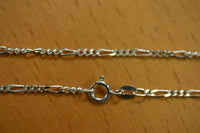 2.1mm Solid Sterling Silver Italian Made 3+1 Figaro Chain Necklace Made in Italy 16" Stamped 925