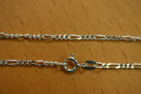 2.1mm Solid Sterling Silver Italian Made 3+1 Figaro Chain Necklace Made in Italy 24" Stamped 925