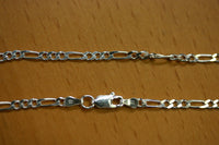 2.9mm Solid Sterling Silver Italian Made 3+1 Figaro Chain Necklace Made in Italy 22" Stamped 925
