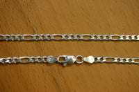 30"  3.9mm Solid Sterling Silver Italian Made 3+1 Figaro Chain Necklace Made in Italy Stamped 925