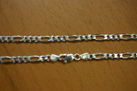 30"  4.5mm Solid Sterling Silver Italian Made 3+1 Figaro Chain Necklace Made in Italy Stamped 925 Heavy